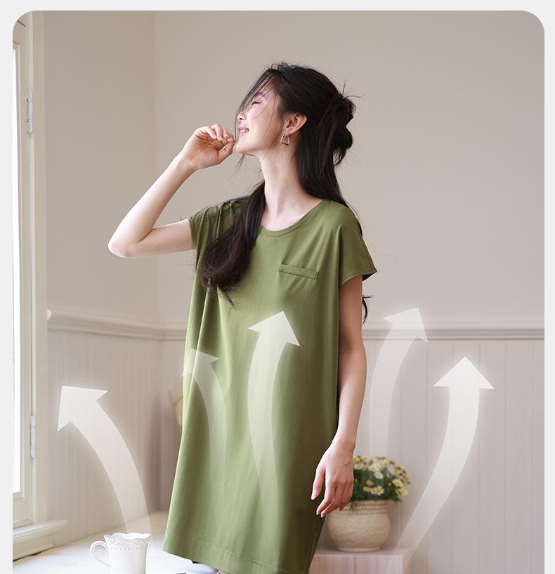 Xuan Liang Women's Summer Pure Cotton Short-Sleeved Pajama Dress