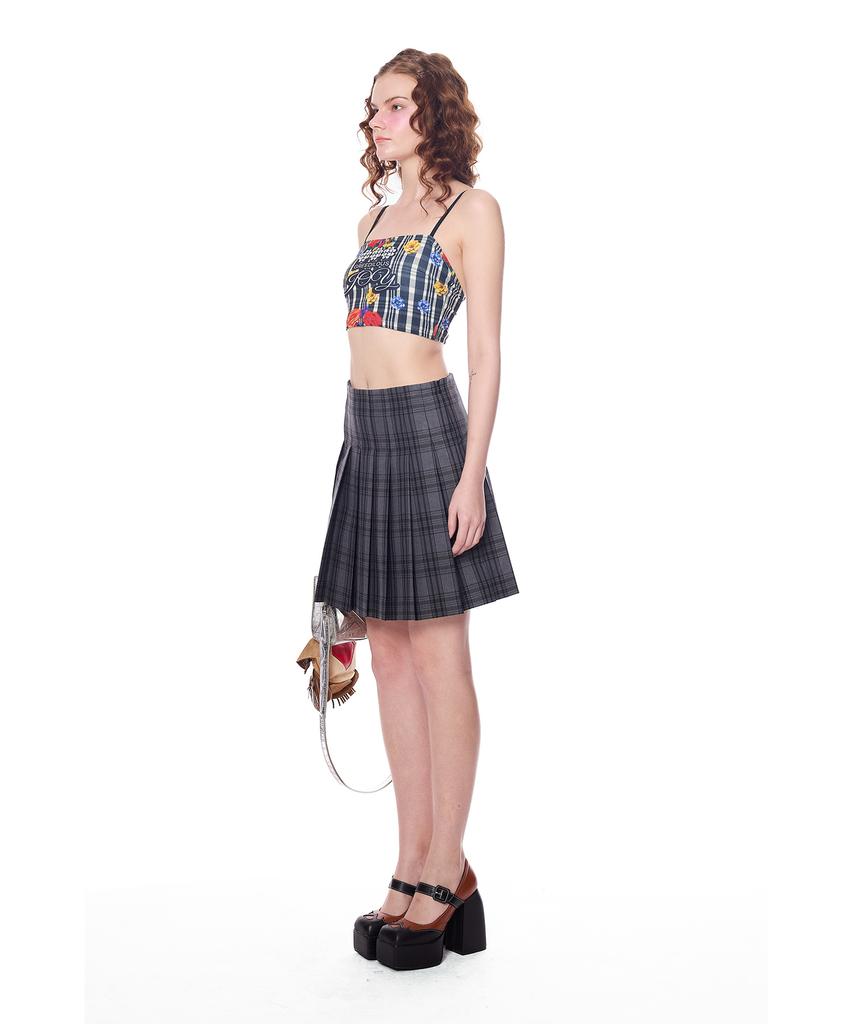 GREEDILOUS Plaid Pattern Pleated Skirt
