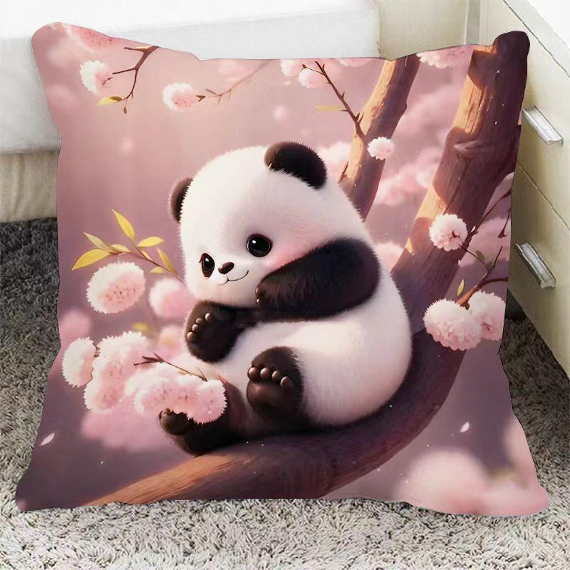 Квадратная наволочка с пандой, милая подушка, чехлы для диванных подушек, поясничная подушка для дома