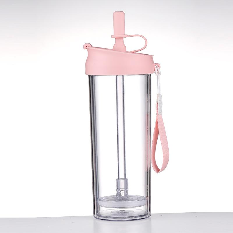 Пластиковая бутылка для воды, портативная, с трубочкой, ситечко для фруктов, чашка для чая, сока, фитнеса, спорта, отдыха на природе, бутылки для путешествий, чайник, прозрачный