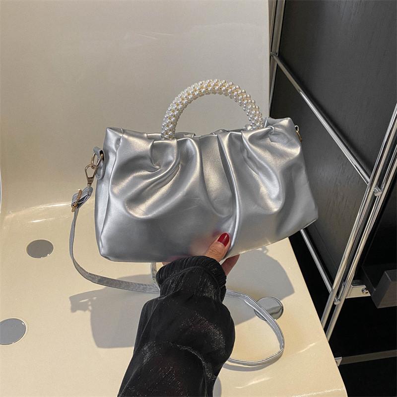Spring Summer Stylish New Women's Bag Pearl Wrinkle Cloud Handbag Shoulder Crossbody Mini Bag
