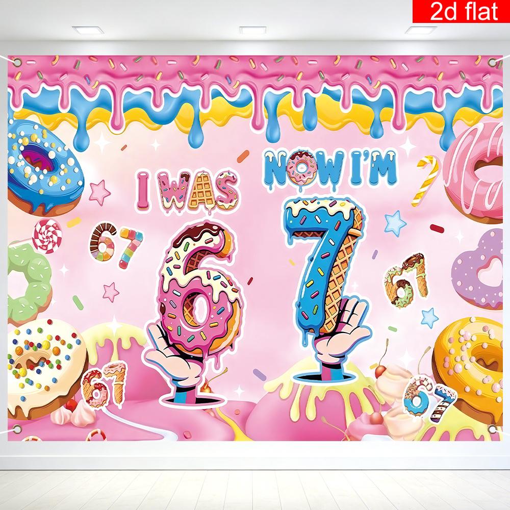 1 piece 2D flat banner | Birthday theme party photography background polyester material dessert theme