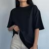 Весенне-летний однотонный топ с короткими рукавами, женская свободная хлопковая футболка, универсальные простые топы
