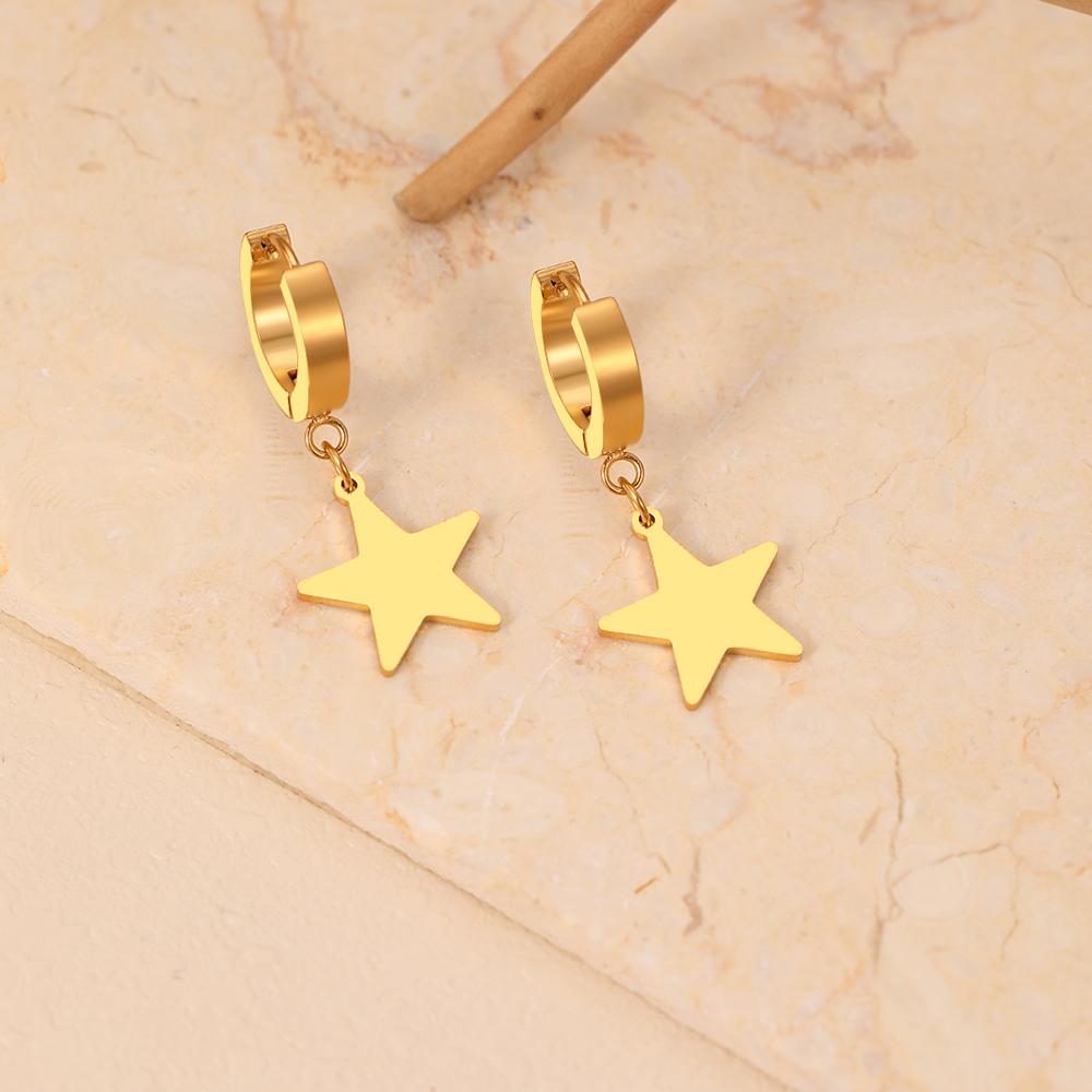 Stainless Ssteel Earrings 2023 New Design Exquisite Star Pendant Fashion Trendy Dangle Earrings For Men Zircon Best Friend Gift