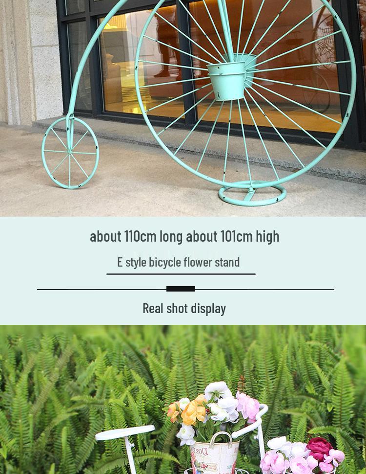 Elegant European Wrought Iron Multi-Layer Balcony & Garden Bicycle Plant Stand