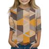 Print Tops For Youth Girls 5-16 Years Round Neck 3/4 Sleeves T-Shirts Trendy Tops Outfit Tees