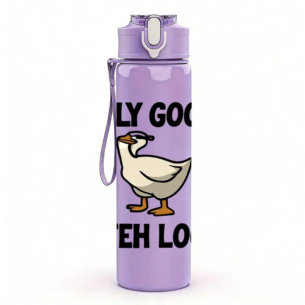 1PC Silly Goose Letter Duck Graphic 750ml Color Plastic Sports Water Bottle Leakproof Flip Straw Lid For Sports Office Home Use