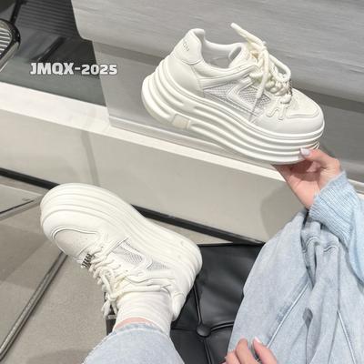 Маленькие белые туфли женские новые маленькая внутренняя высота 6 см повседневная обувь на толстой подошве на танкетке обувь для скейтборда