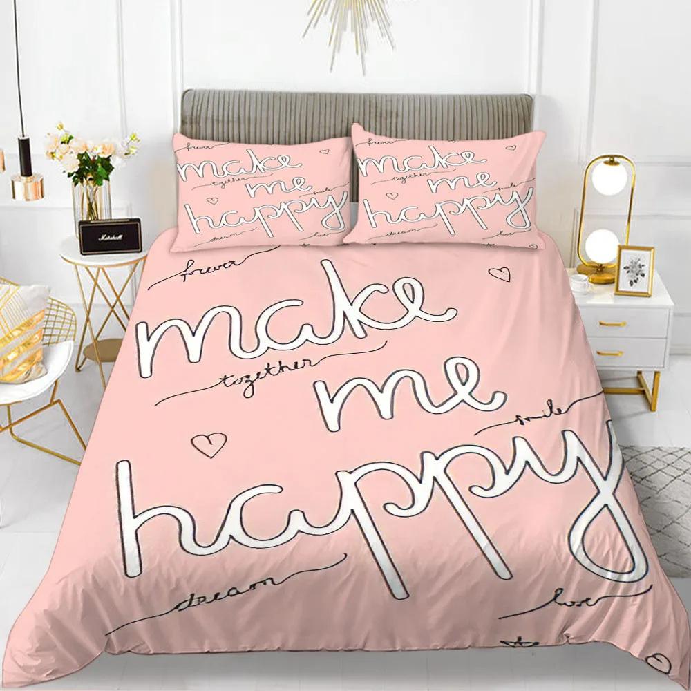 Red Love Romantic Valentine'S Day Theme Three-Piece Digital Printing Duvet Cover Bedding