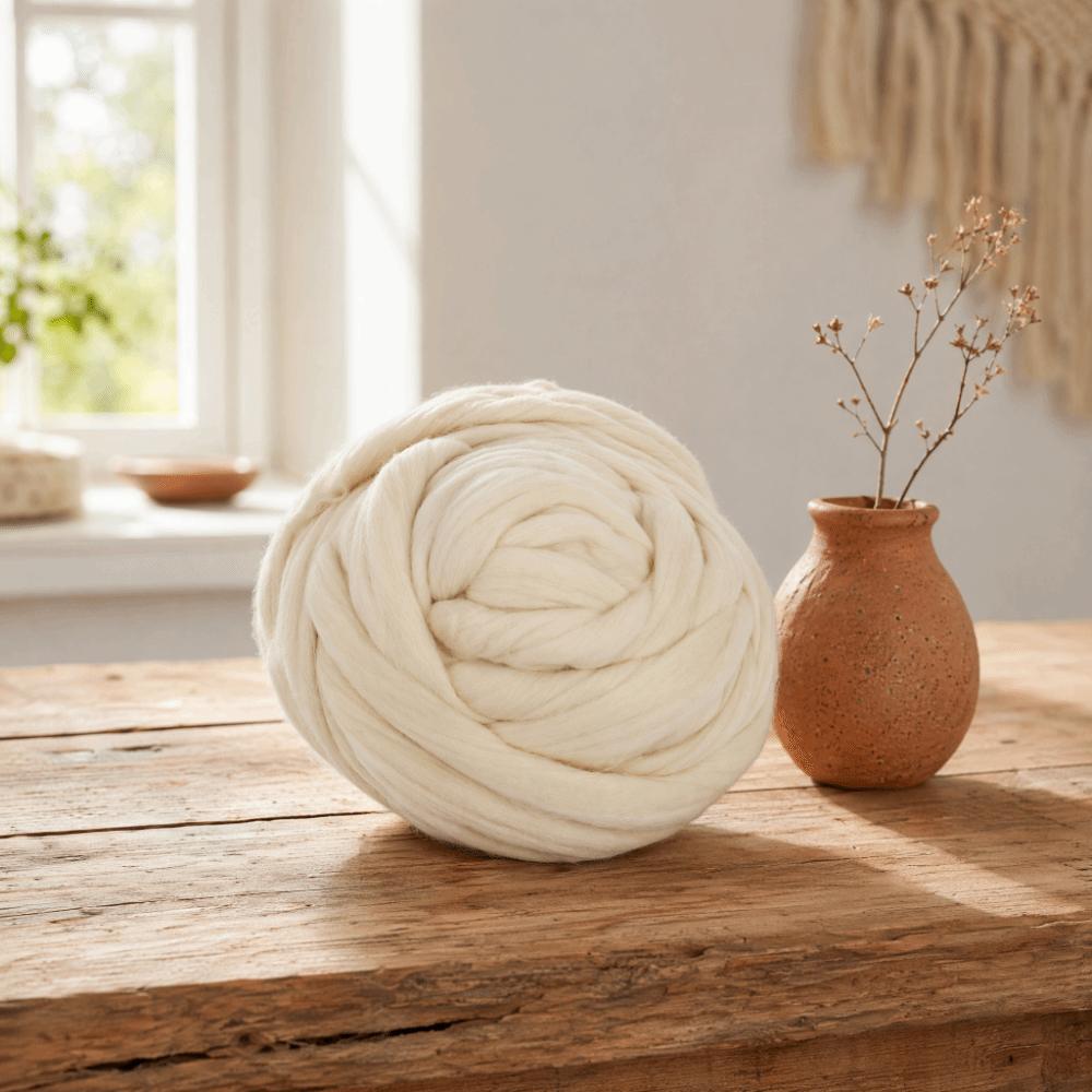 Wool Needle Felting Wool White Chunky Yarn Soft Wool Roving For Needle Felting