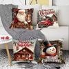 New Christmas Snowman Elk Print Festive Atmosphere Pillow Cover Home Office Car Cushion Cover