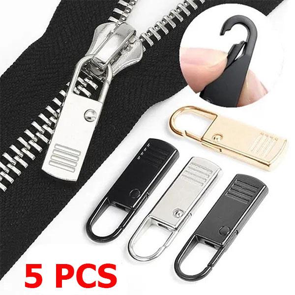5Pcs Detachable Zipper Slider Puller Instant Zipper Repair Kit Replacement for Broken Buckle Travel Bag Suitcase Zipper Head DIY Sewing Craft