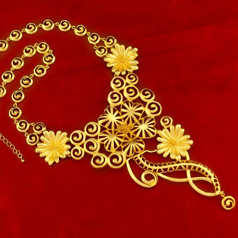 Роскошные ожерелья с подвеской в ​​виде цветов из желтого золота, цепочка для женщин, золотое ожерелье невесты, женские подвески, свадебные украшения, подарки