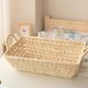 Beige Storage Basket Corn Husk Rectangle Square Sundries Organizer Box Candy Snacks Tea Room Display Basket Home Shop Hotel