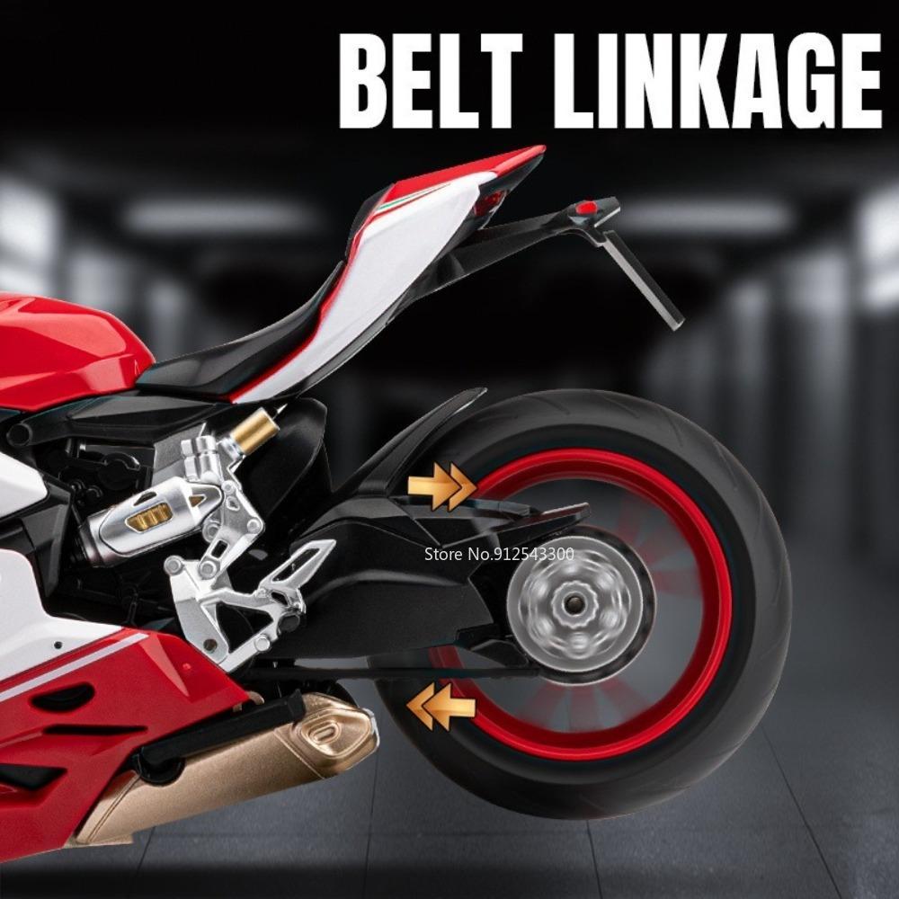 Scale 1:9 1199 V4S Motorcycle Car Model Toy Linkage Wheel Steering Shock Absorption Motorbikes Models Toys Kids Presents