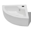 Ceramic Corner Wash Basin with Overflow 45 x 32 x 12.5 cm White