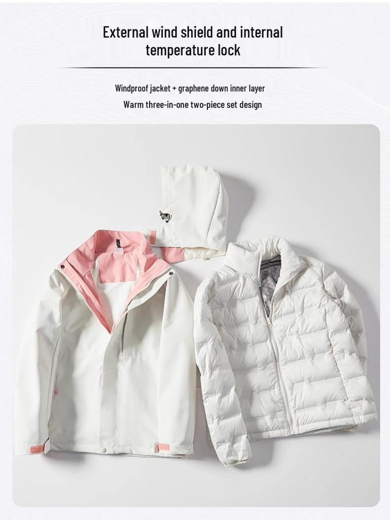 Women's 2024 Three-in-One Winter Hiking Windbreaker: Thickened, Warm, and Windproof Outdoor Jacket