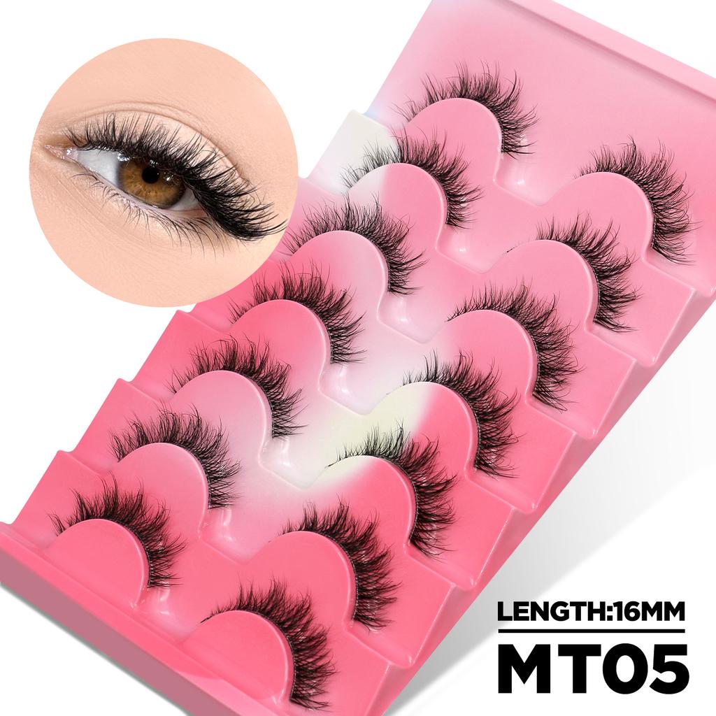 Xiaomi GROINNEYA Cat Eyelashes 3D Mink Lashes Fluffy Clear Band Lashes Mink False Eyelashes Soft Wispy Natural Eyelash Extension