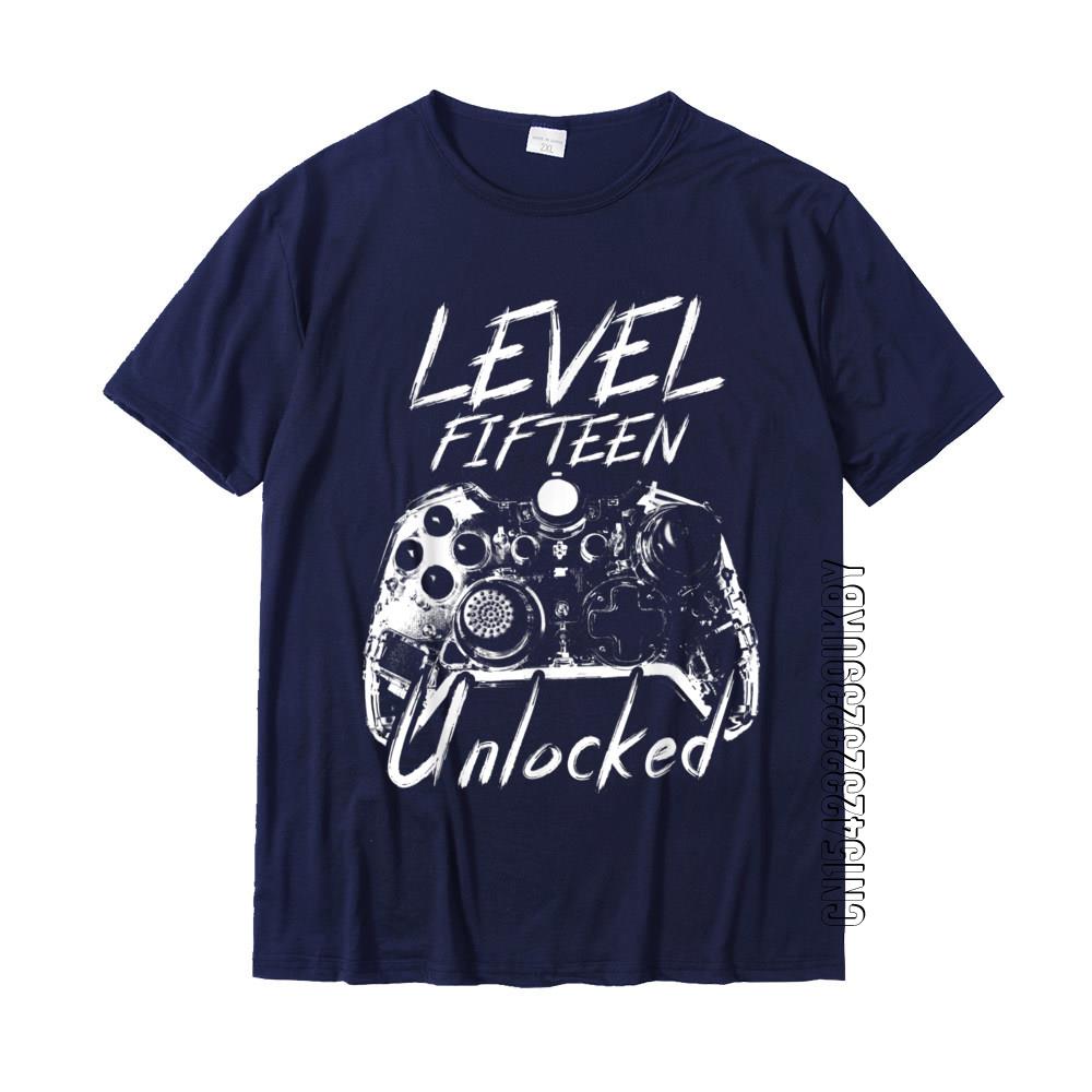 Level 15 Unlocked Boys 15th Birthday 15 Year Old Gamer Gift Tshirt Fashion Unisex Tshirts Cotton Tops Tees Design