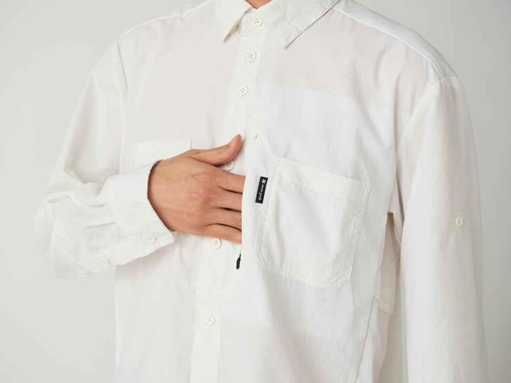 Snow Peak Utility Field Long Sleeve Stretch Dry Shirt Cut and Long Sleeve and Size M SPF-SH-25AU901, Sew, T-Shirt, Men's Women's, White,