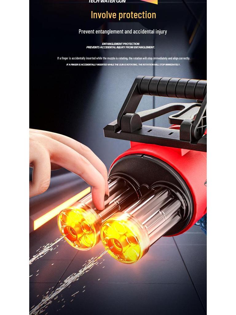 Электрический Брызгающий Водяной Пулемет Гатлинг с Управлением Голосом и Мигающими Элементами для Детей - Летняя Игрушка с Быстрой Стрельбой