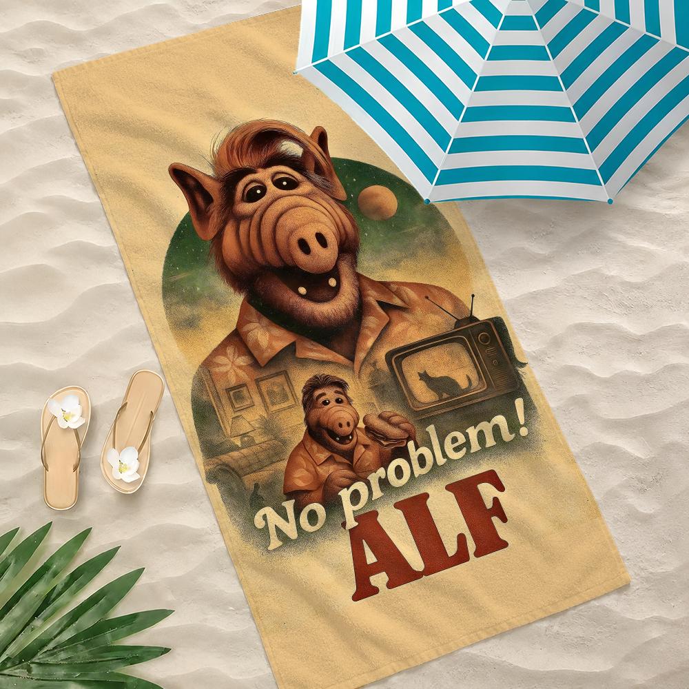 Cartoon ALF Towel Towel Soft Pool Gift For Travel Gym Shower Camping Quick Dry Sports Large Beach Towels