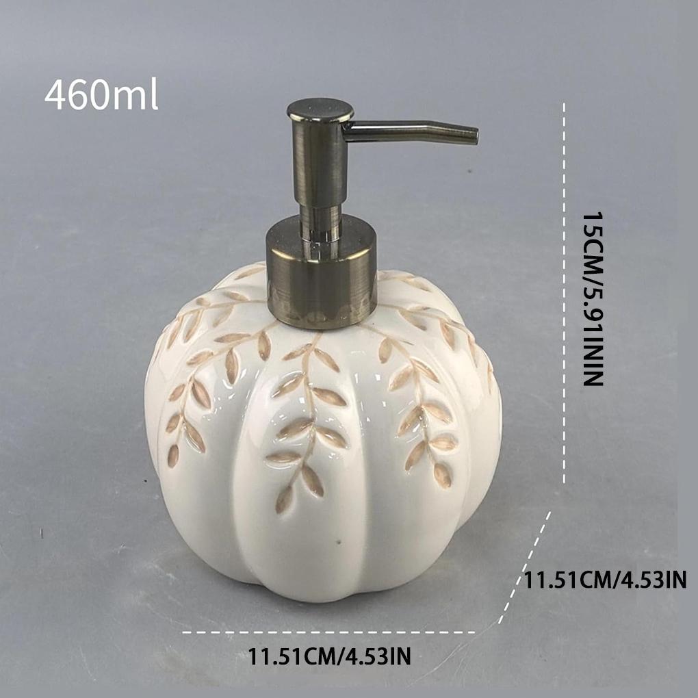 Cute Pumpkin Soap Dispenser - Bathroom Decoration, 460ml Soap Pump Pumpkin Maple Leaves Pattern for Bathroom and