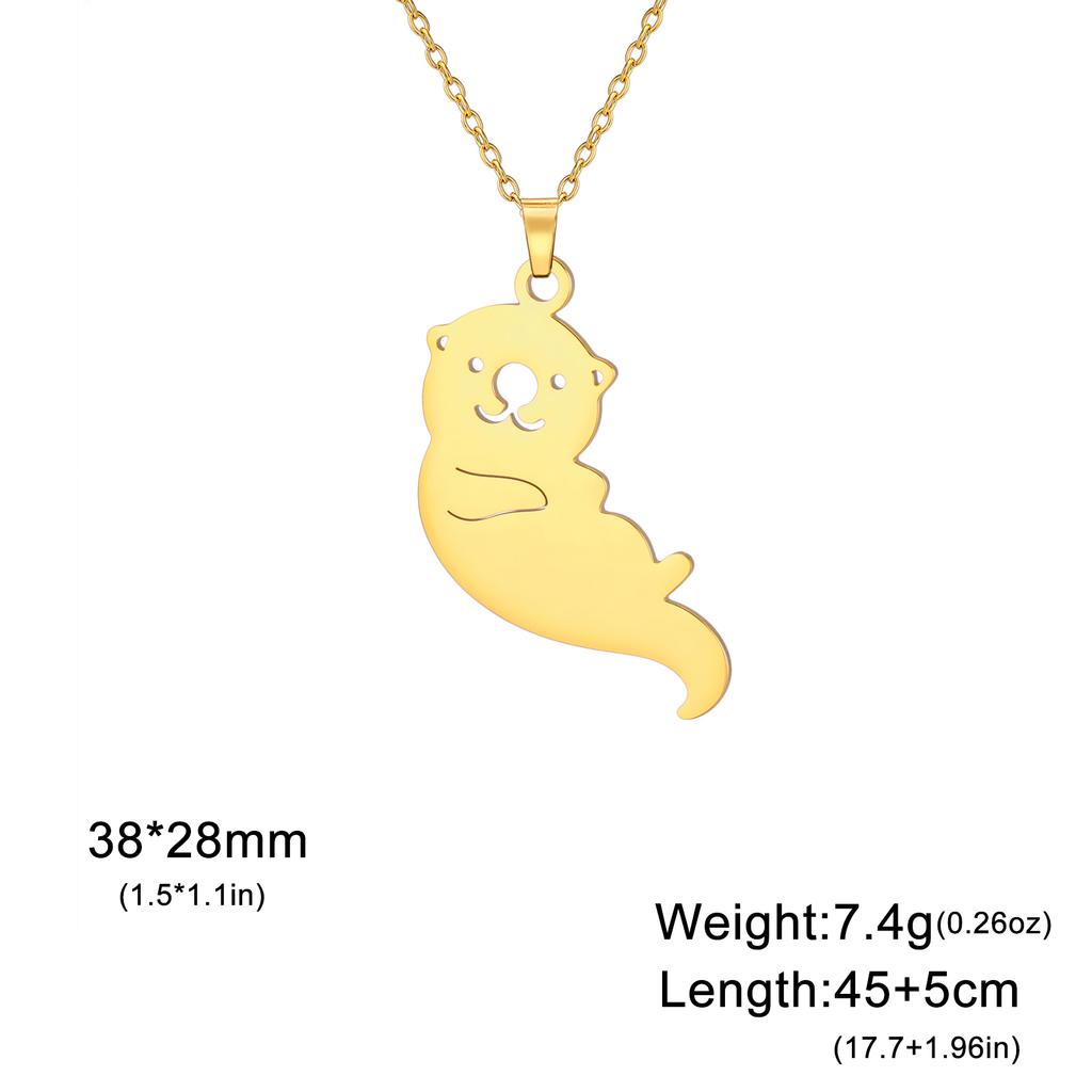 Cazador Stainless Steel Lying Sea Otter Pendant Necklace for Women Necklaces Jewelry Birthday Valentine Gift Trend 2026