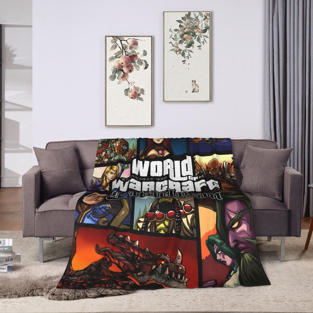 Игра World of Warcraft Фланелевые одеяла Супер теплое плед для путешествий на открытом воздухе Офис Эстетичное покрывало Покрывало для дивана-кровати