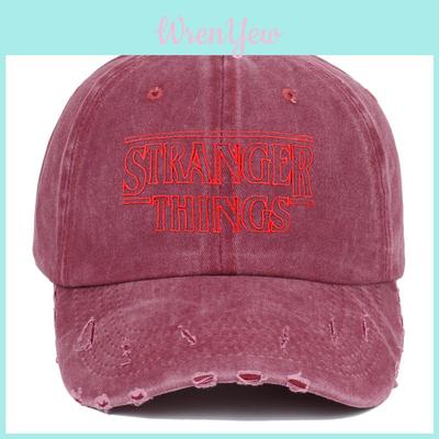 Винтажная вышитая бейсболка Stranger Things с эффектом потертости и защитой от солнца для фанатов