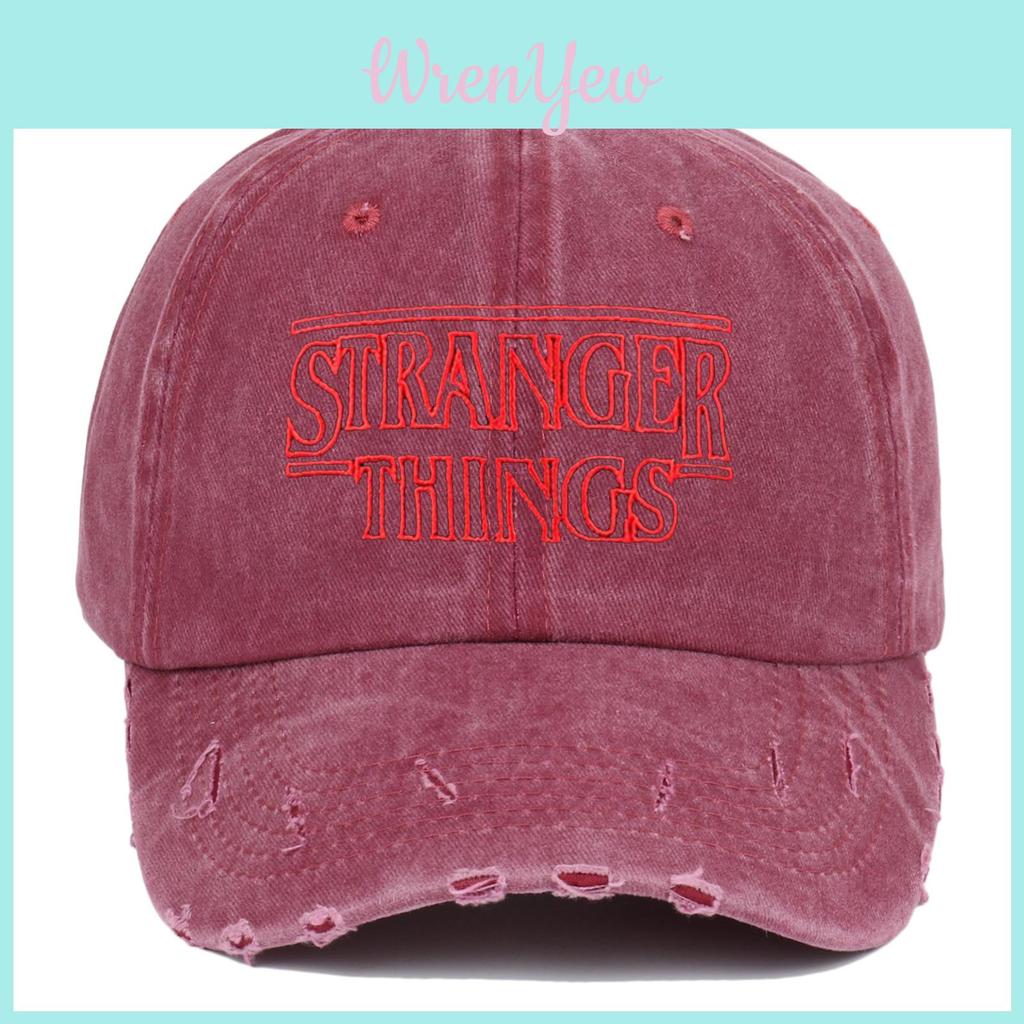 Винтажная вышитая бейсболка Stranger Things с эффектом потертости и защитой от солнца для фанатов
