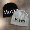 Streetwear Matin Letter Knitted Beanie Warmth Ear Protection Cold Seasons Cap