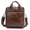 Men's First Layer Cowhide Bag A4 File Vertical Briefcase Retro Handbag Business Messenger Bag Shoulder Bag