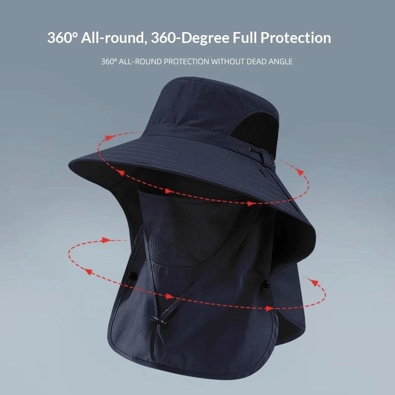 1pc Summer Breathable Detachable Sun Hat for Women Men Outdoor UV Protection Hunting Bucket Cap for Hiking Camping Visor
