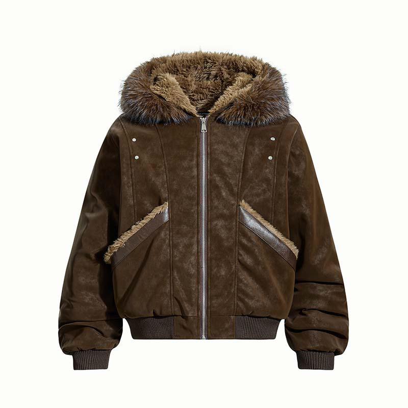 Men's Trendy 2025 Winter Deconstructed Patchwork Fleece-Lined Hooded Cotton Jacket