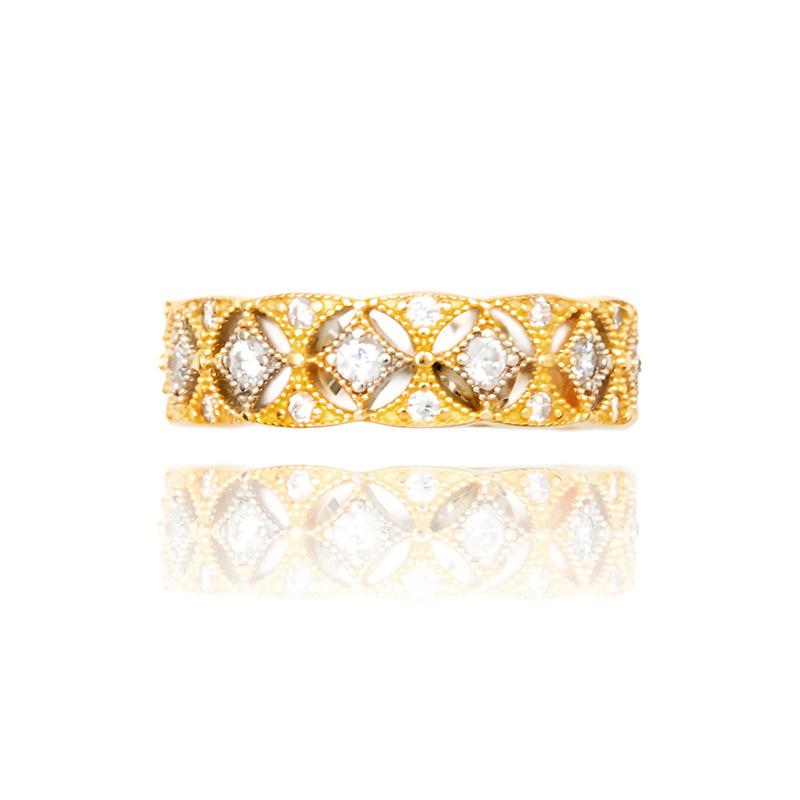 Buccellati Ring Set Women's Lace Hollow Engraved Full Diamond Inlaid High-end Hand Jewelry