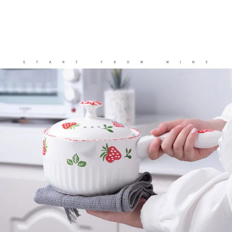 Керамический маленький горшочек для молока, горшочек с лапшой быстрого приготовления, маленький котелок для кипячения, молоко, милый горшочек с детскими добавками, маленький горшок, домашняя запеканка с лапшой