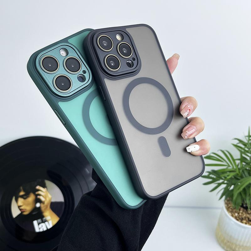 Матовый магнитный прозрачный ультратонкий чехол для iPhone 11 12 13 14 15 16 Pro Max с беспроводной зарядкой Magsafe и пленкой для объектива