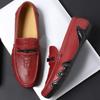 2024 Красная модная мужская кожаная повседневная обувь весна-лето новый горячий тренд легкие мужские мокасины из крокодиловой кожи обувь для вождения
