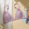 Women's Lace Bra Underwire Less See Through Bra Small Chest Triangle Cup Ultra-thin Lace Bra Pure Desire Beautiful Back Front Buckle Bra