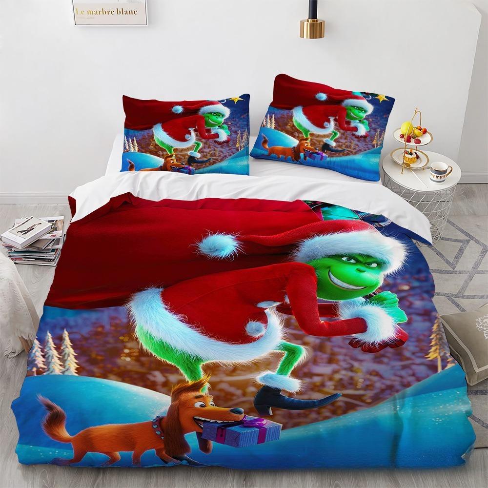 Green Monster G-Grinch Bedding Sets Exquisite Bed Supplies Set G-Grinch Duvet Cover Bed Comforter Set Bedding Set Birthday Gift