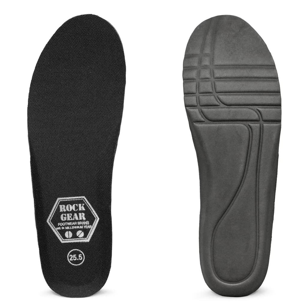 ROCK GEAR RG710 Men's Spikeless Golf Walking Shoes, PU Leather Low-Top Sneakers, Size 3E, Black, Size 26.0