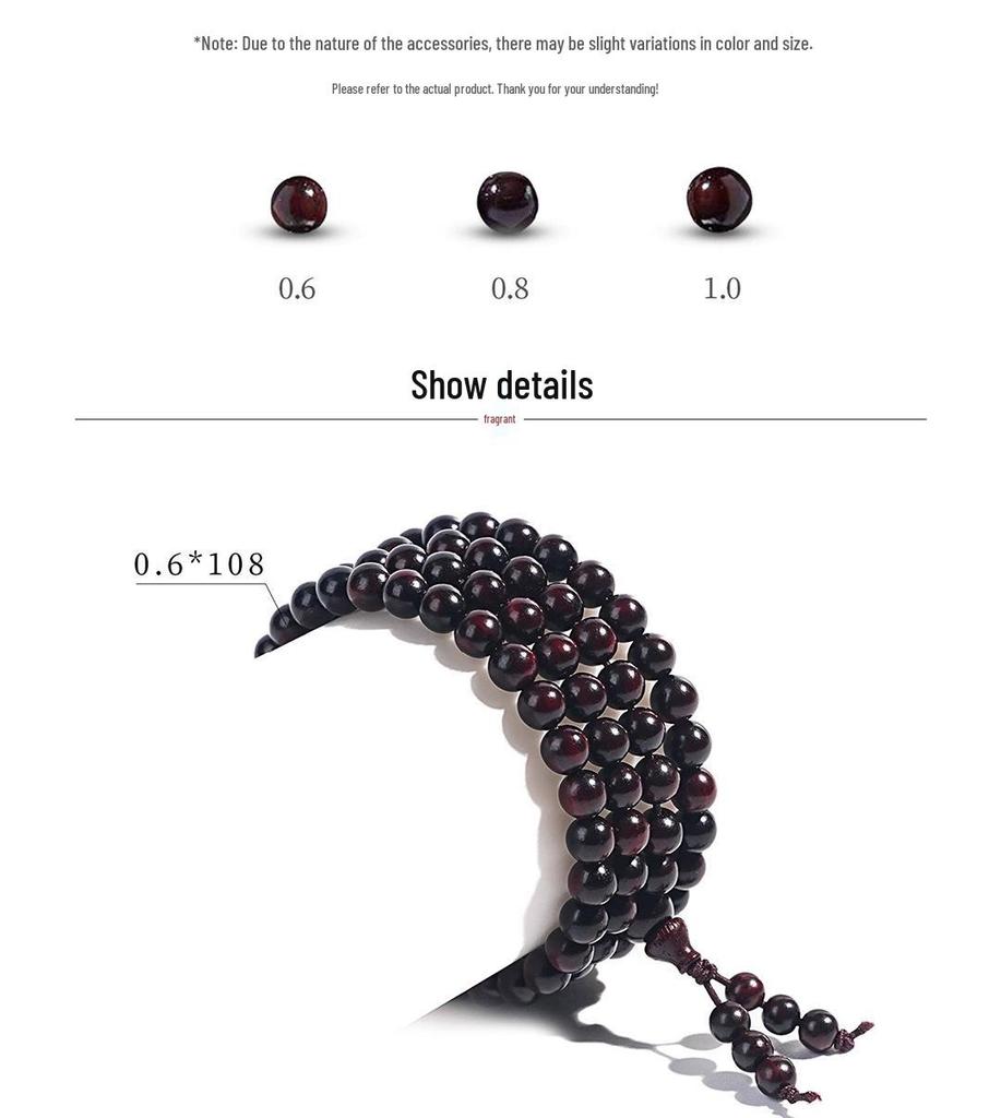 Small-leaf Red Sandalwood 108 Beads Buddhist Bracelet - High Density, High Oil, Multi-Strand, Old Material, Cultural Play Design.