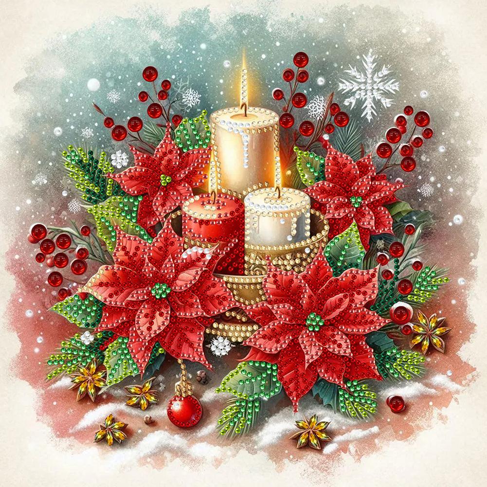 Набор для алмазной вышивки 5D DIY с частичной выкладкой специальными стразами, Рождественский цветочный декор