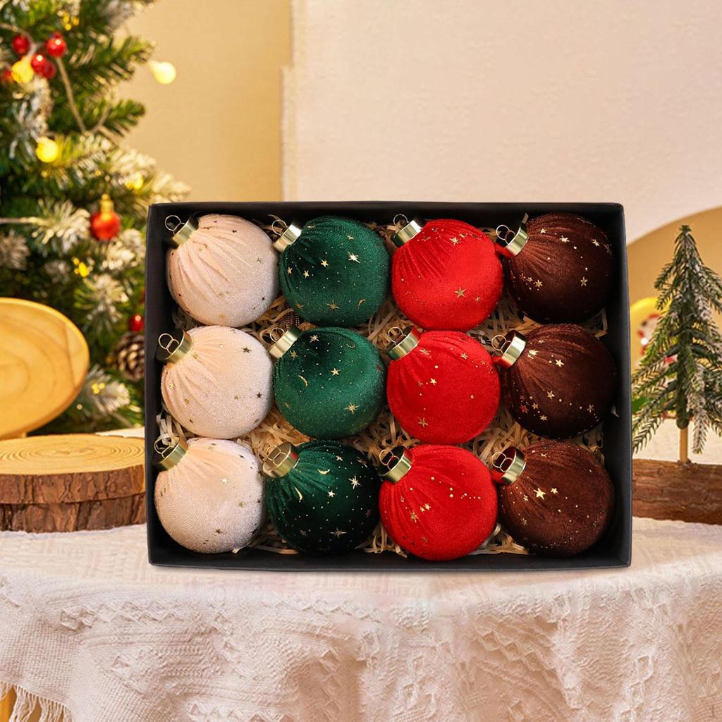 Флокированные рождественские шары, елочные украшения, подвески-шары, рождественский декор, прочные украшения для елки для