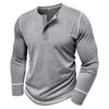 Men's Long Sleeve Shirt Men's Round Neck Button T-Shirt Color Block Top