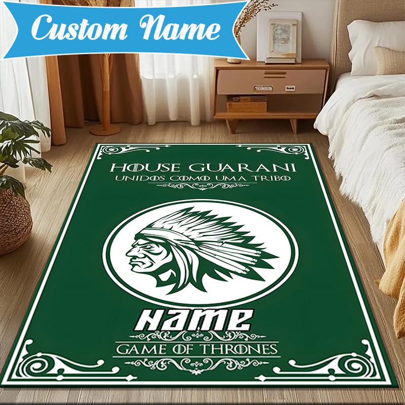 Custom Name Guarani Crest Design Rug Game Carpet, Floor Mat for Bedroom Living Room Entryway Rug, Home Decor Idea Gift for Christmas birthday