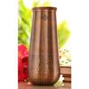 Pure Copper Bedroom Water Bottle with Wooden Lid, Aqua Vase Design with Bottom Hammered Dark Lacquer Finish - Volume 1300 Ml (Pack of 1)