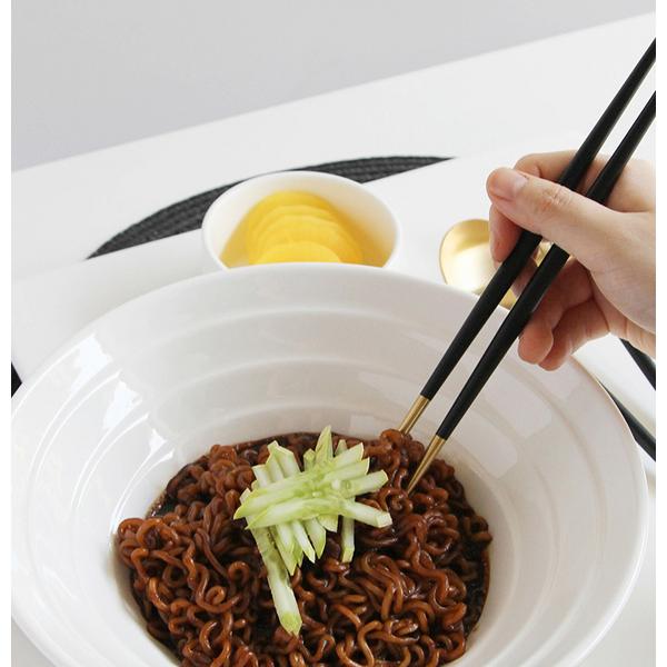 Menard Stella Cutlery Set for 2, Gold Black, 2p Spoons + 2p Chopsticks + 2p Forks, Korean Popular Tableware