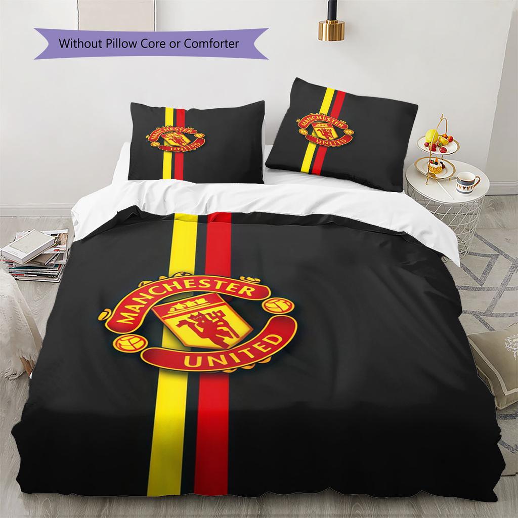 Round MUFC Rug Bedding Quilt Set Quilt Cover Pillowcase Home Decoration Birthday Gift (1 * duvet cover + 2 * pillowcase, without core)